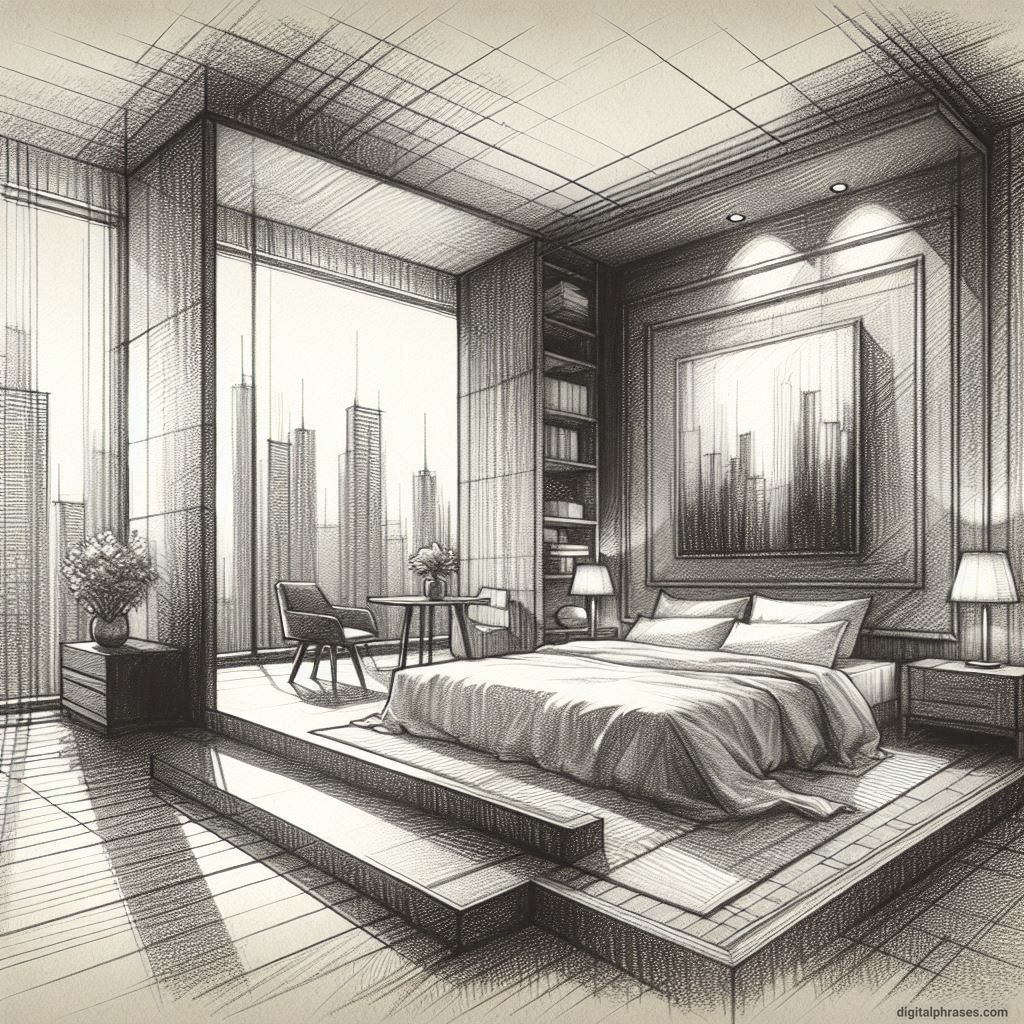 80 One Point Perspective Room/Bedroom Drawings