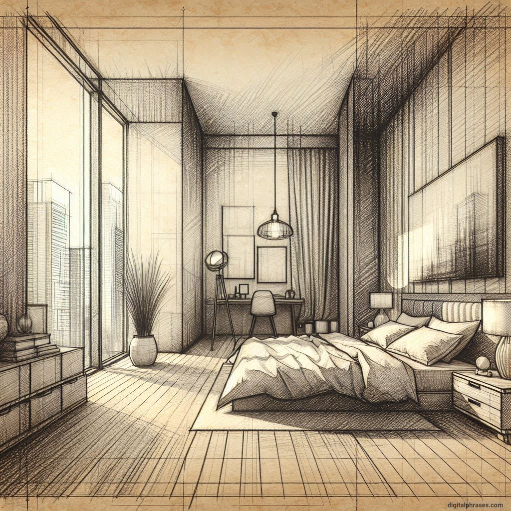 80 One Point Perspective Room/Bedroom Drawings