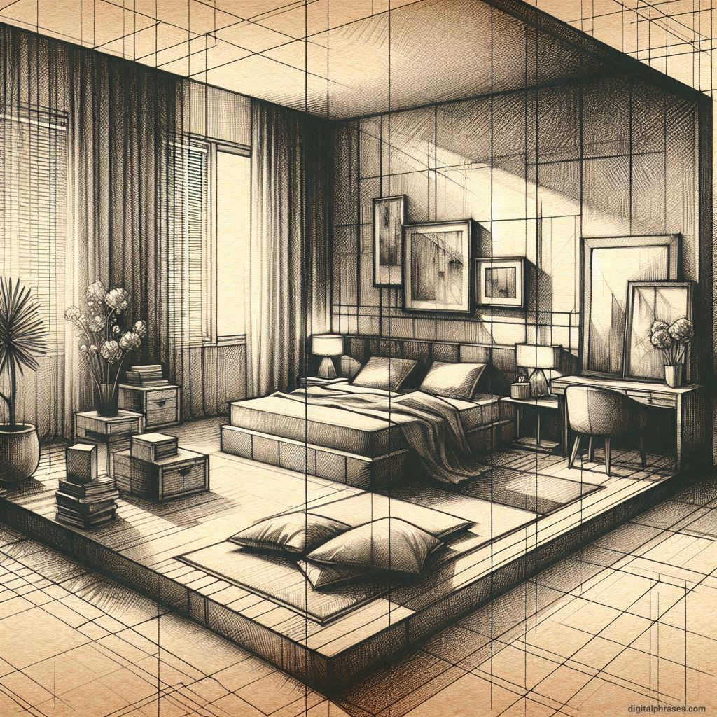 80 One Point Perspective Room/Bedroom Drawings