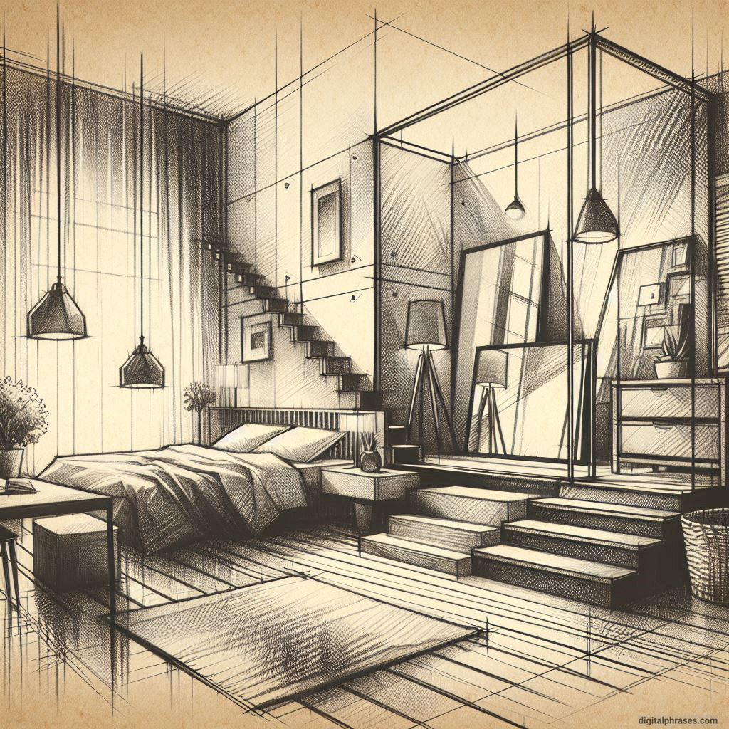 80 One Point Perspective Room/Bedroom Drawings