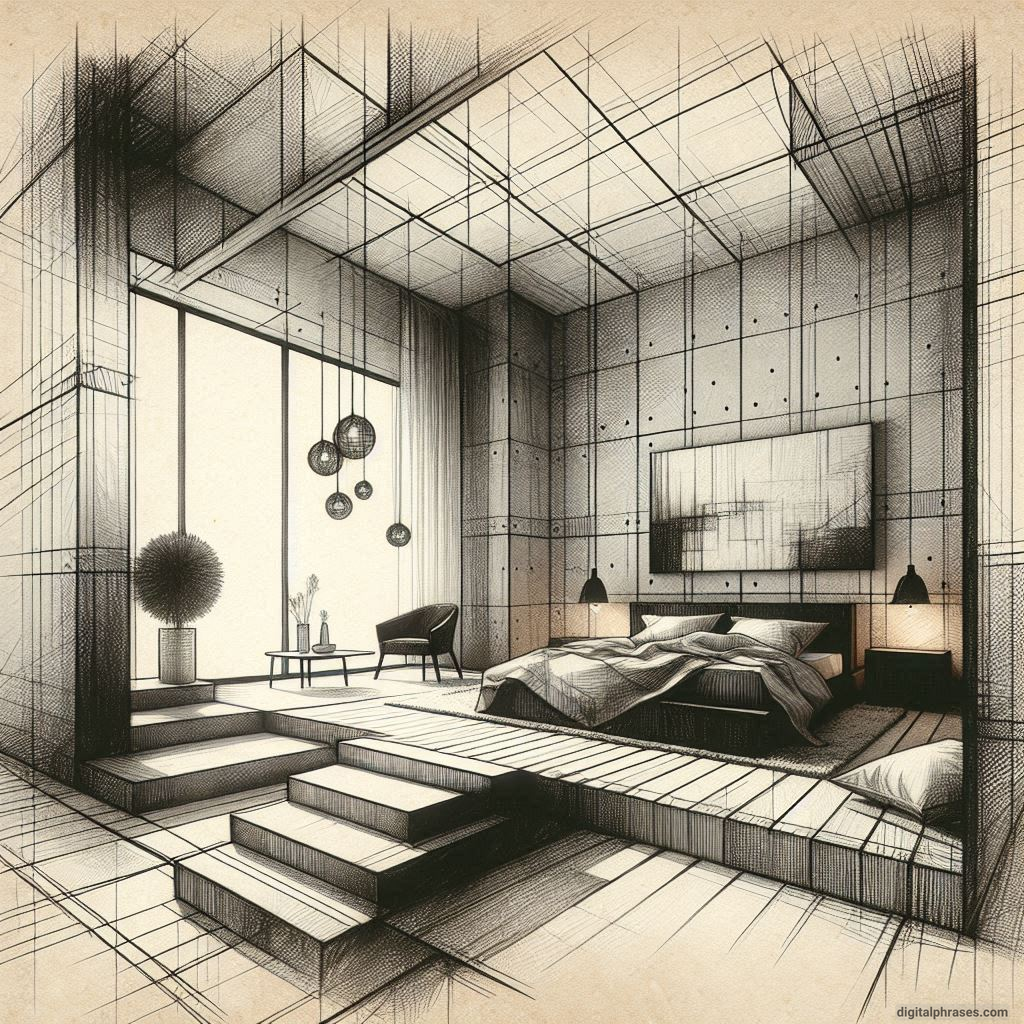 80 One Point Perspective Room/Bedroom Drawings