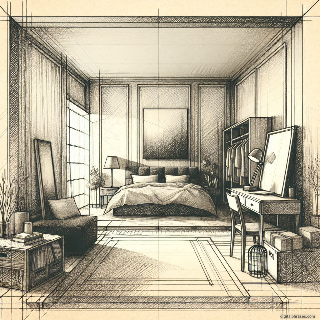 80 One Point Perspective Room/Bedroom Drawings