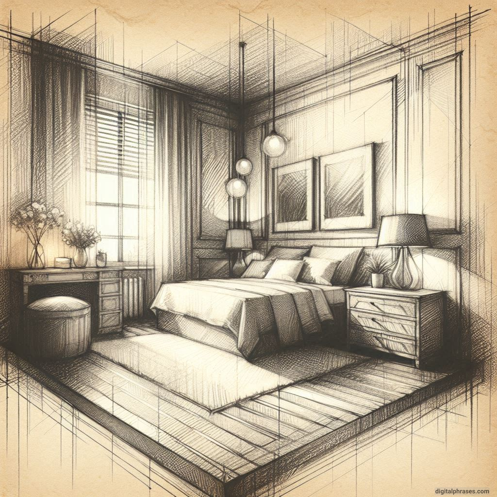 80 One Point Perspective Room/Bedroom Drawings