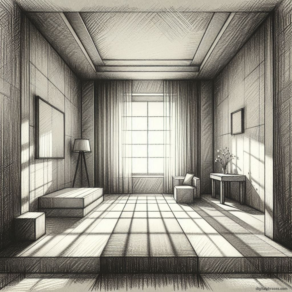 80 One Point Perspective Room/Bedroom Drawings