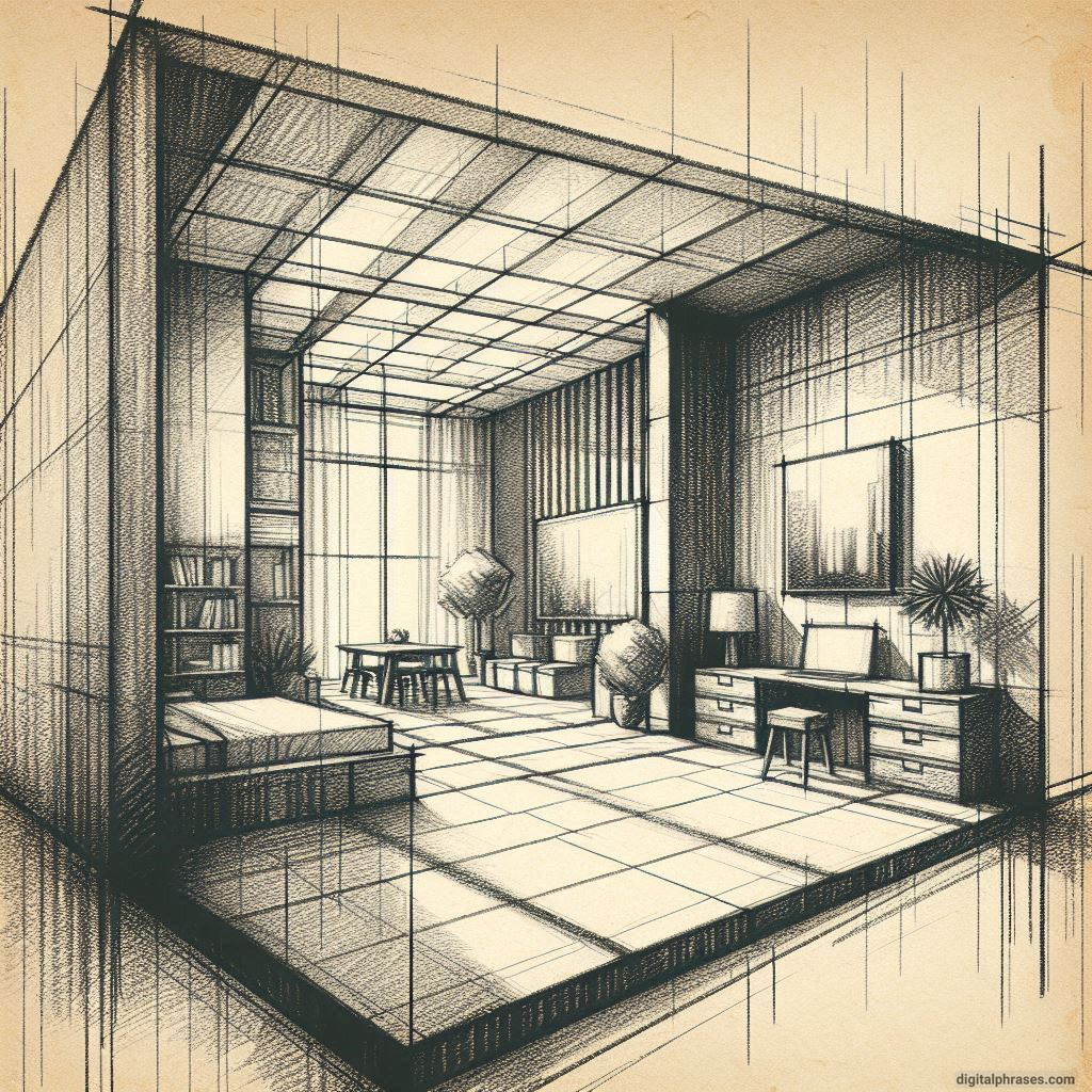 80 One Point Perspective Room/Bedroom Drawings