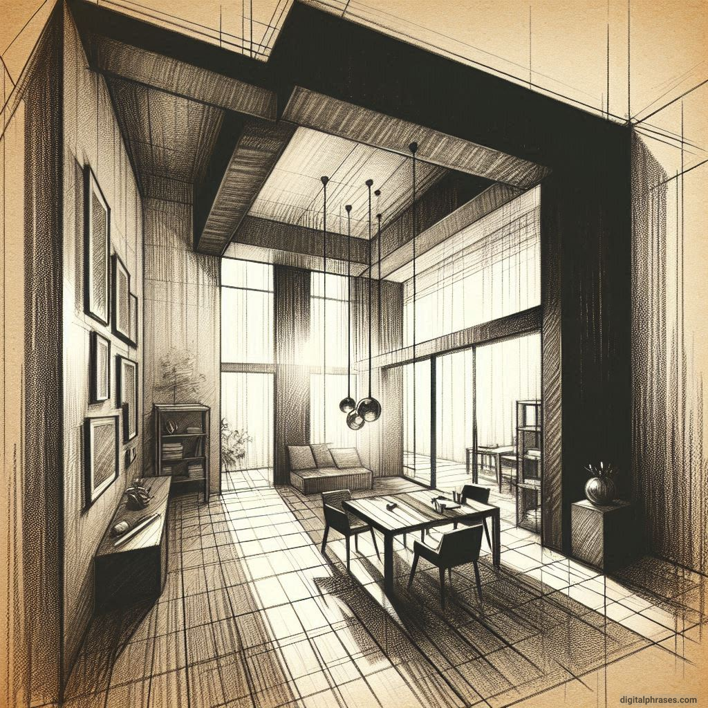 80 One Point Perspective Room/Bedroom Drawings