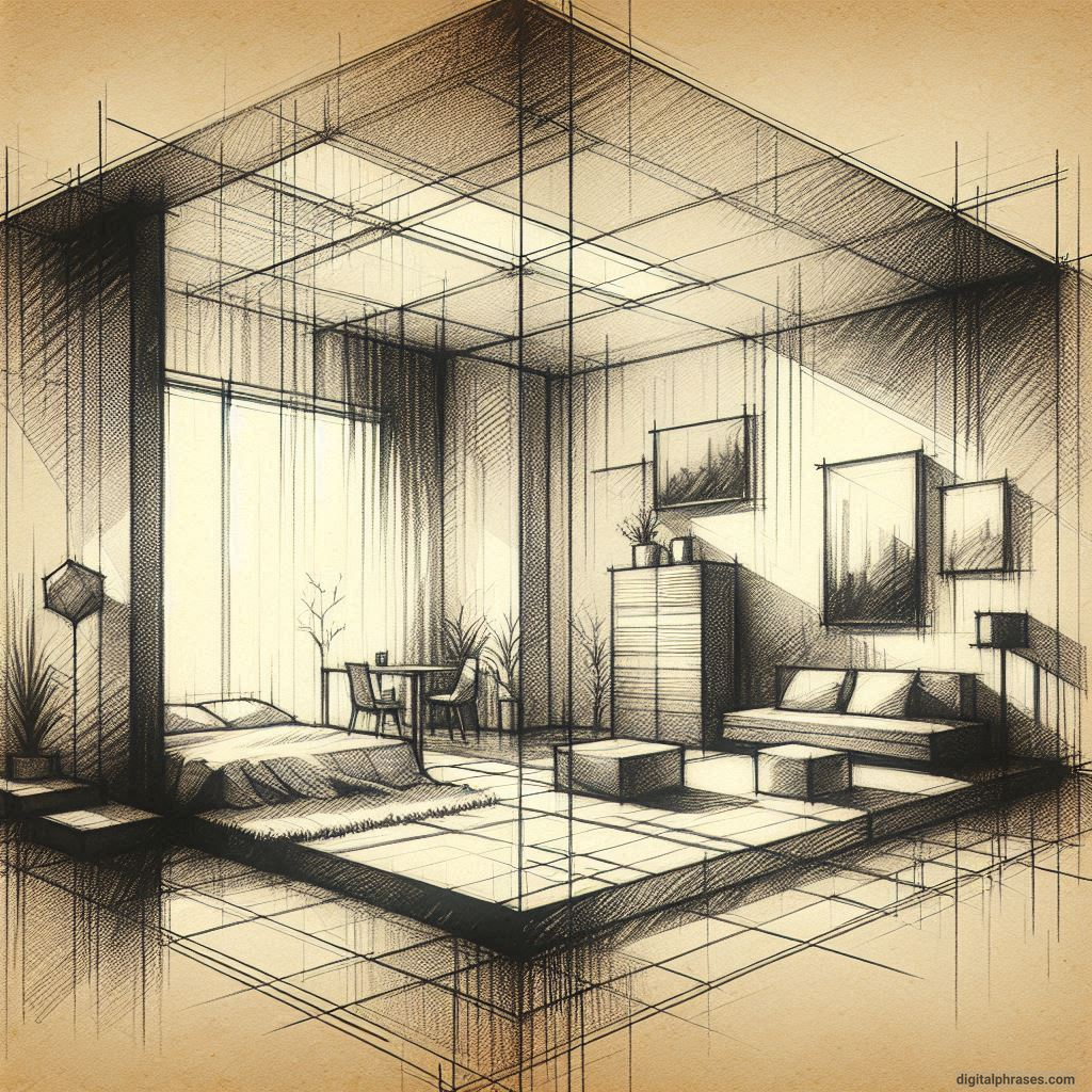 80 One Point Perspective Room/Bedroom Drawings