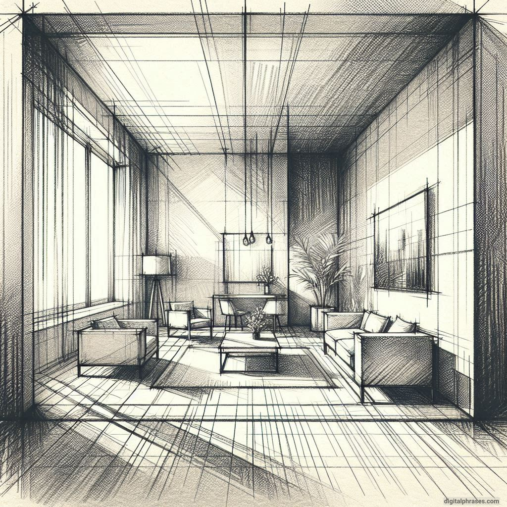 80 One Point Perspective Room/Bedroom Drawings