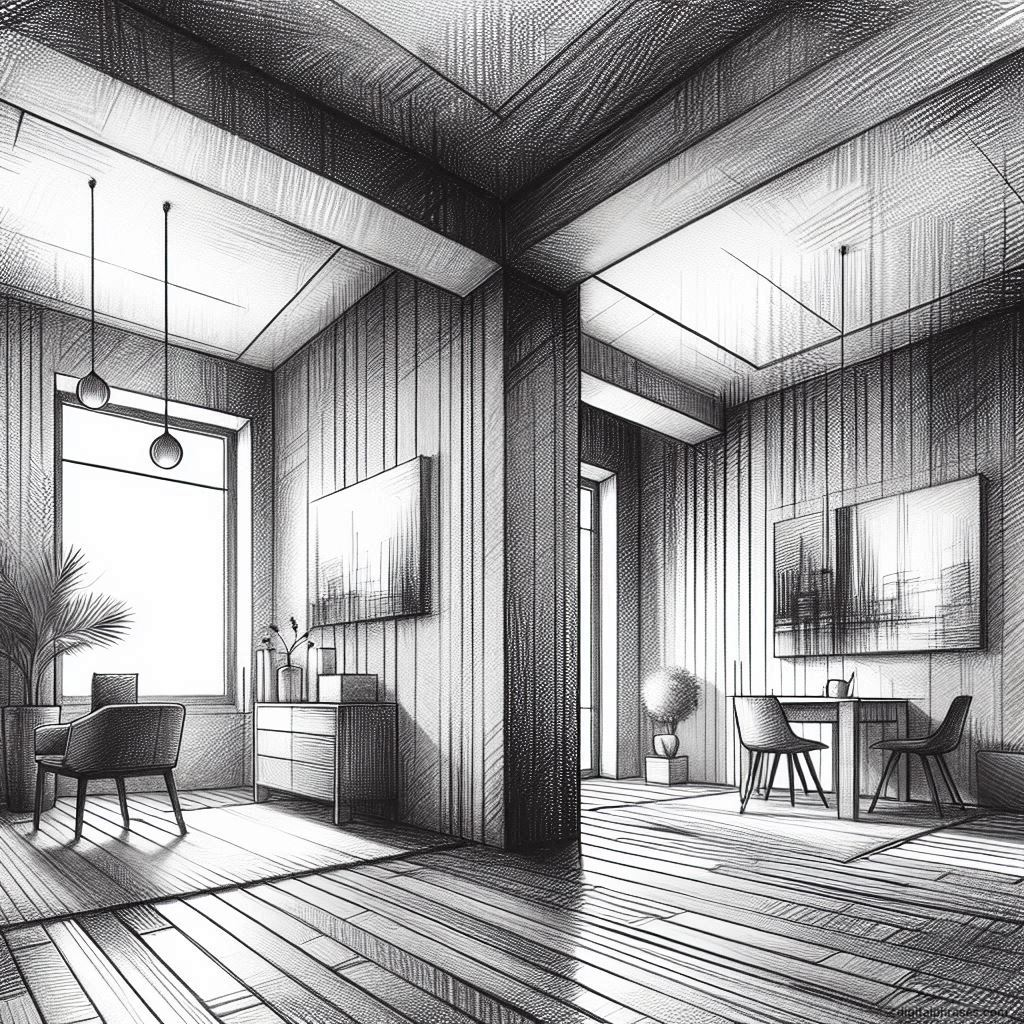 80 One Point Perspective Room/Bedroom Drawings