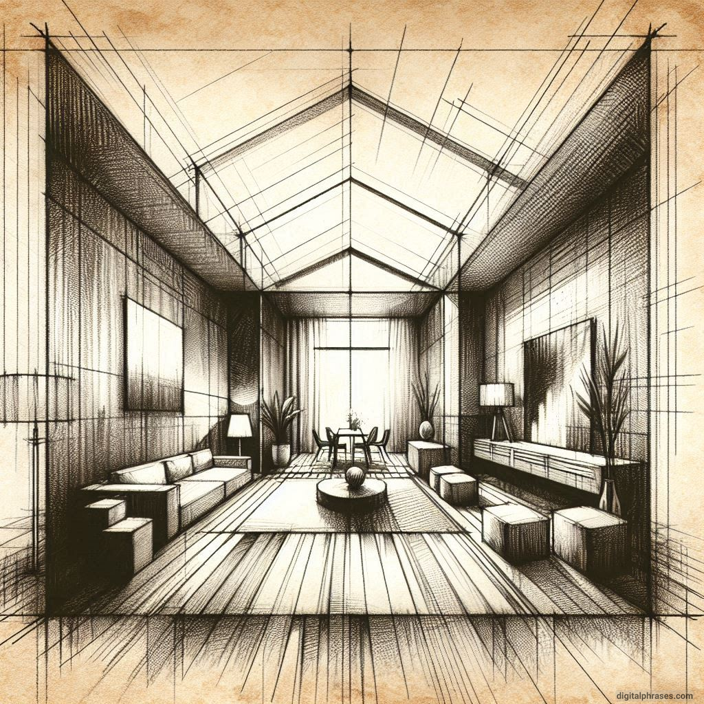 80 One Point Perspective Room/Bedroom Drawings