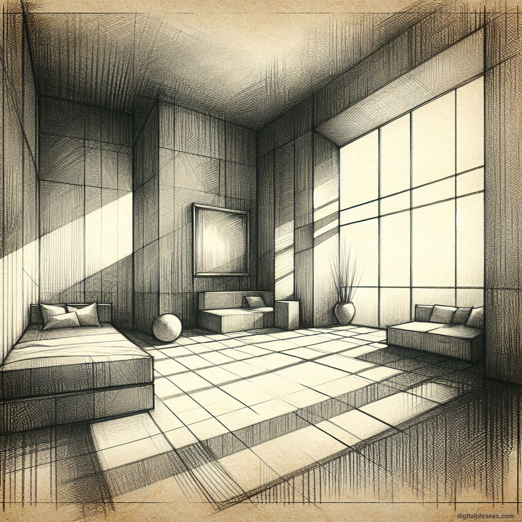 80 One Point Perspective Room/Bedroom Drawings