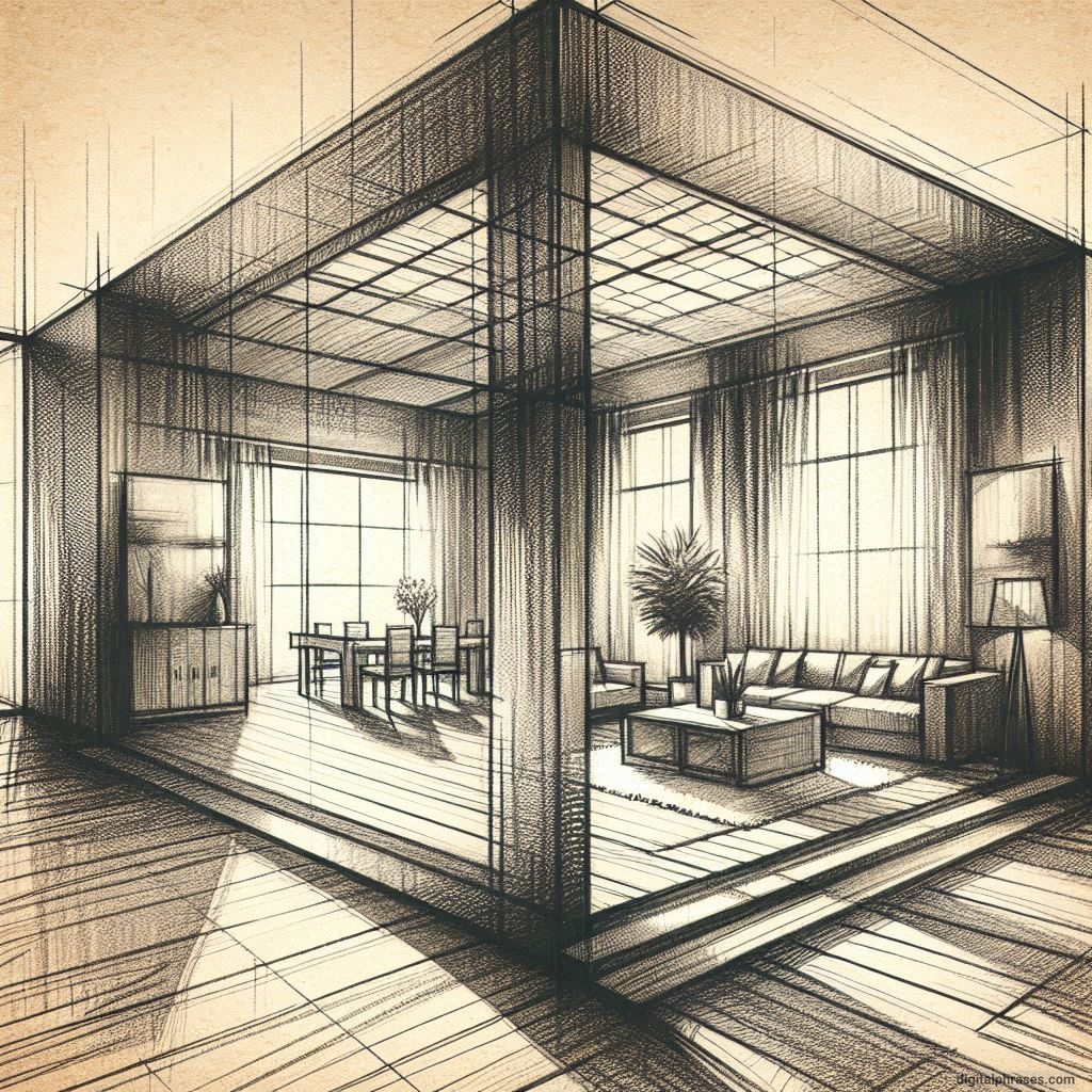 80 One Point Perspective Room/Bedroom Drawings