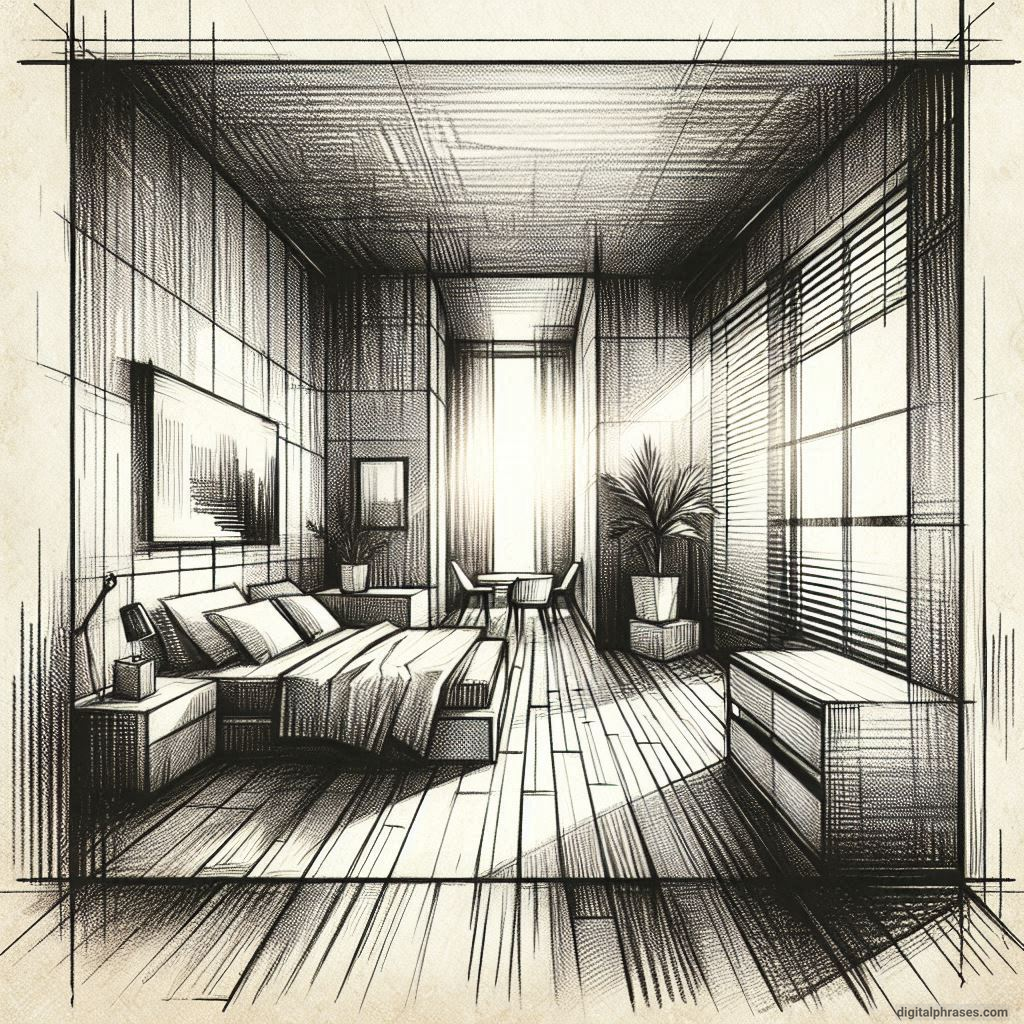 80 One Point Perspective Room/Bedroom Drawings