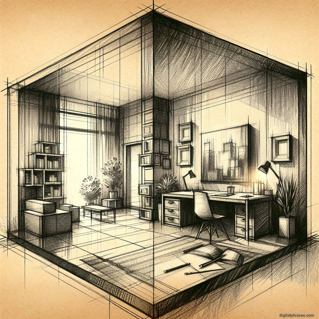 80 One Point Perspective Room/Bedroom Drawings