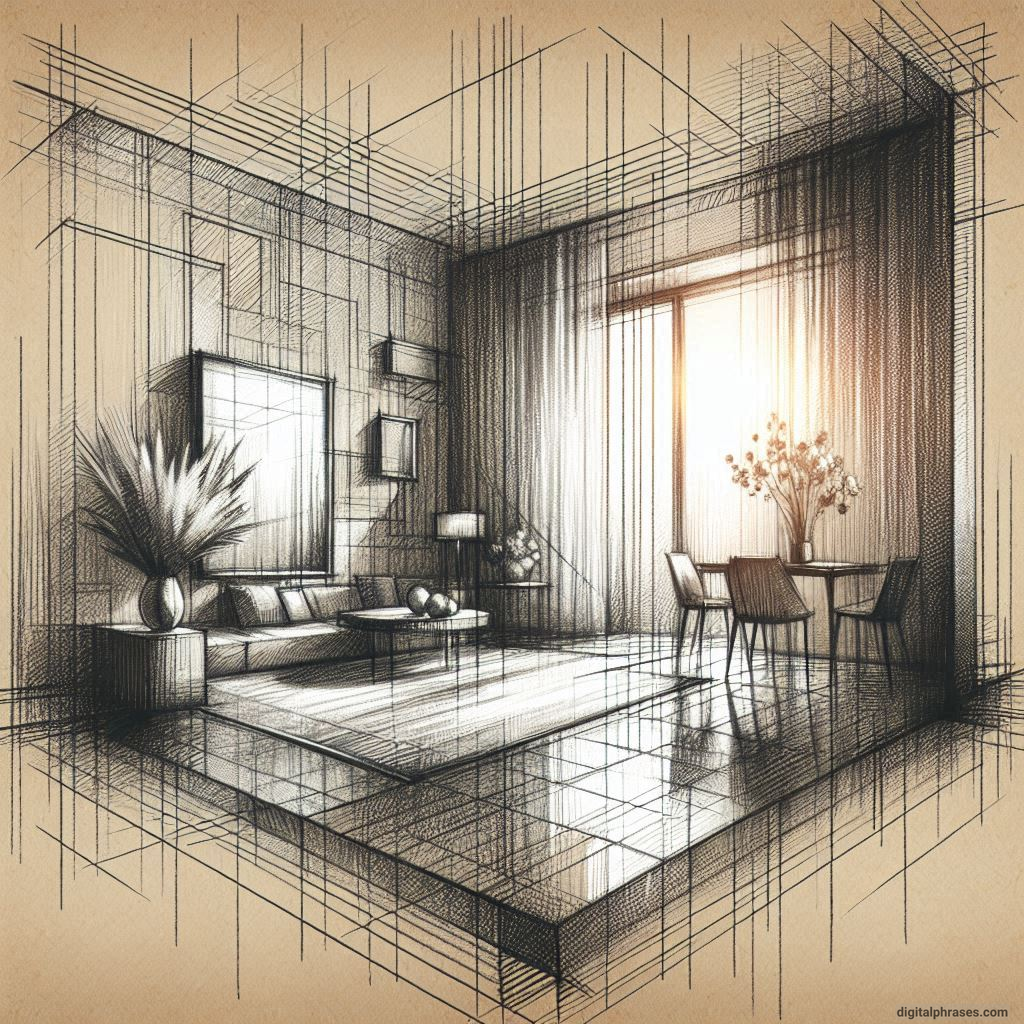 80 One Point Perspective Room/Bedroom Drawings