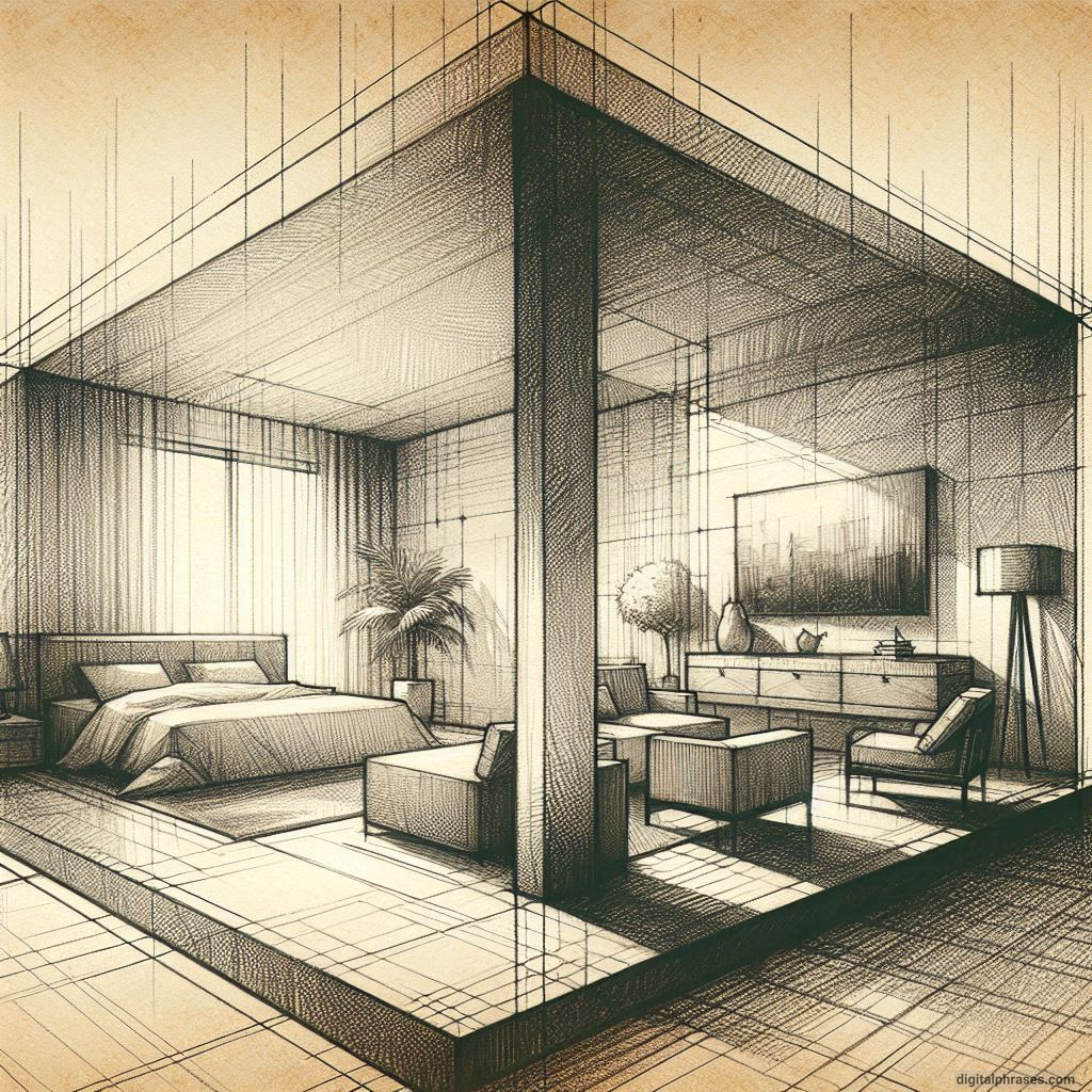 80 One Point Perspective Room/Bedroom Drawings