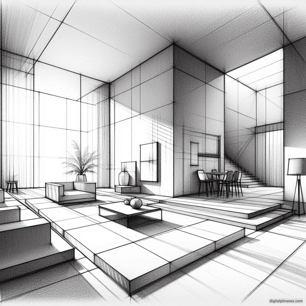 22 Two Point Perspective Drawing Ideas of Rooms and Bedroom Interiors