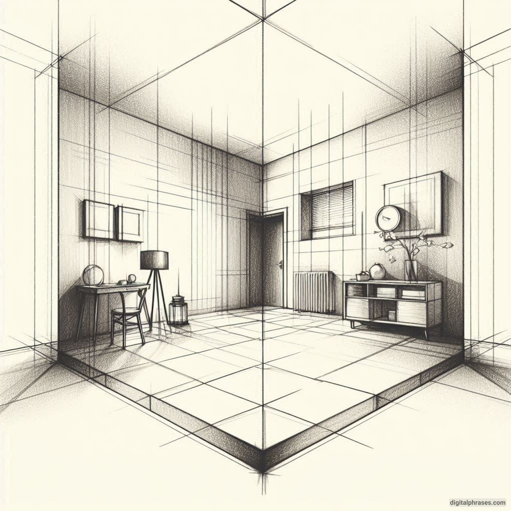 22 Two Point Perspective Drawing Ideas of Rooms and Bedroom Interiors