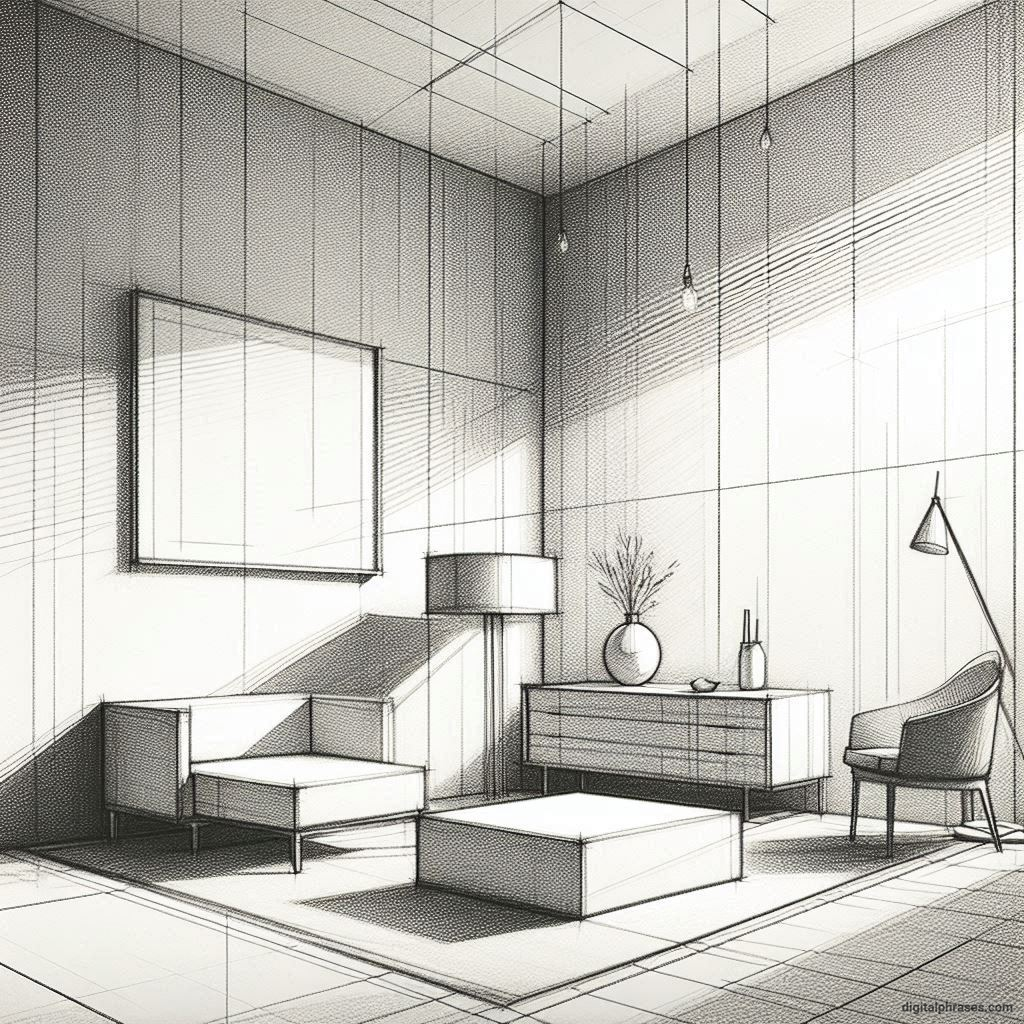 22 Two Point Perspective Drawing Ideas of Rooms and Bedroom Interiors