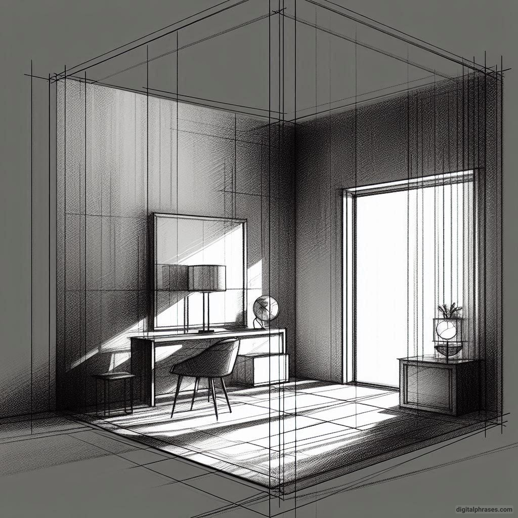 22 Two Point Perspective Drawing Ideas of Rooms and Bedroom Interiors