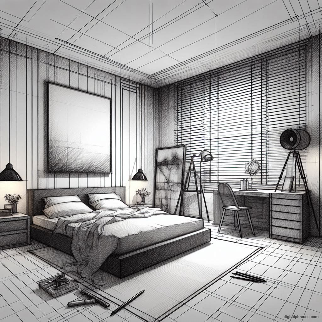 22 Two Point Perspective Drawing Ideas of Rooms and Bedroom Interiors