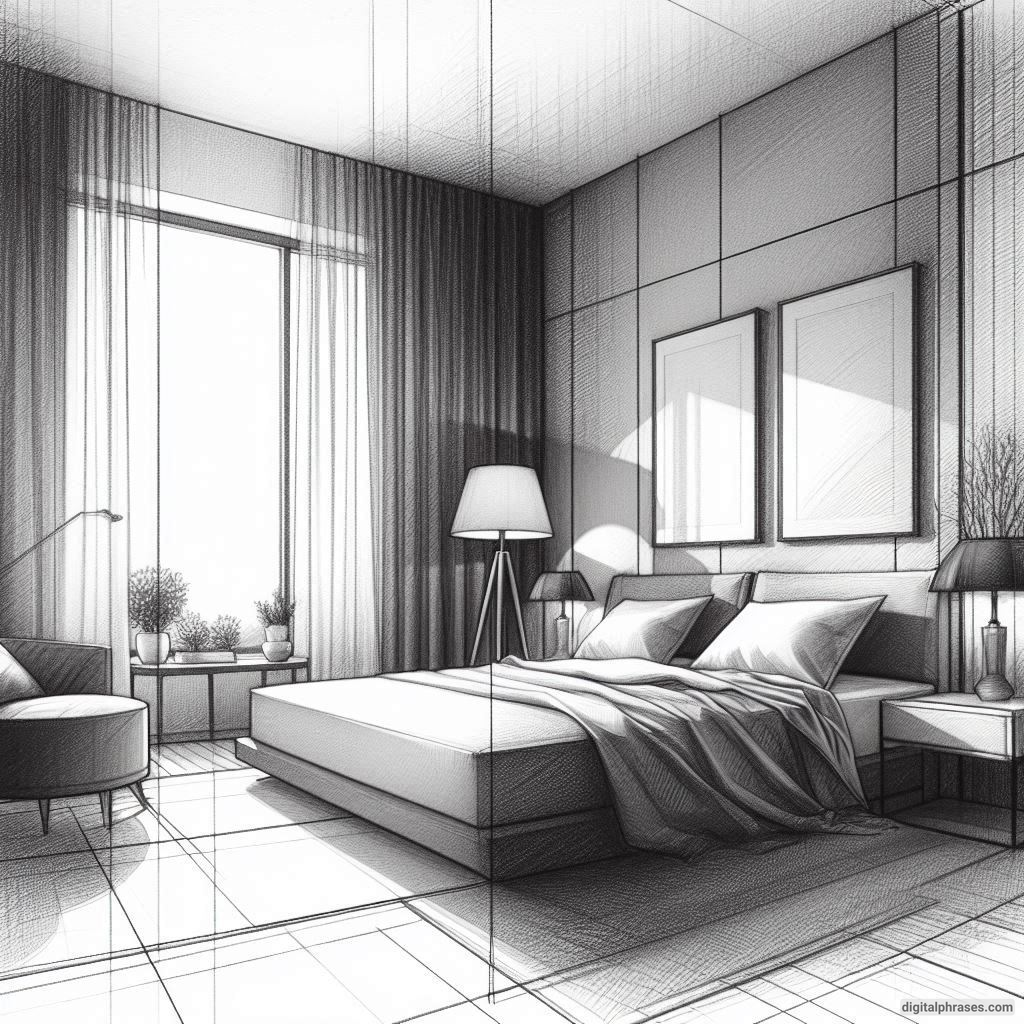 22 Two Point Perspective Drawing Ideas of Rooms and Bedroom Interiors