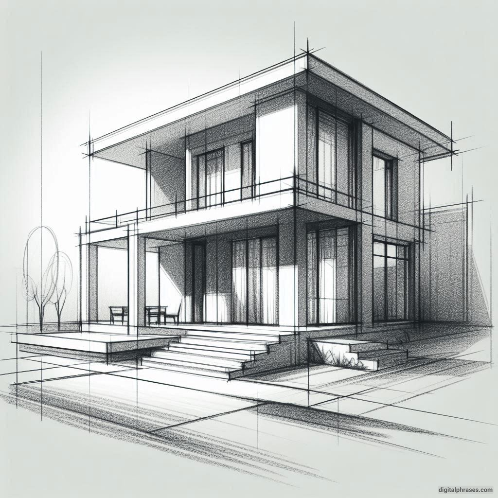 25 Two Point Perspective Drawing Ideas of a House