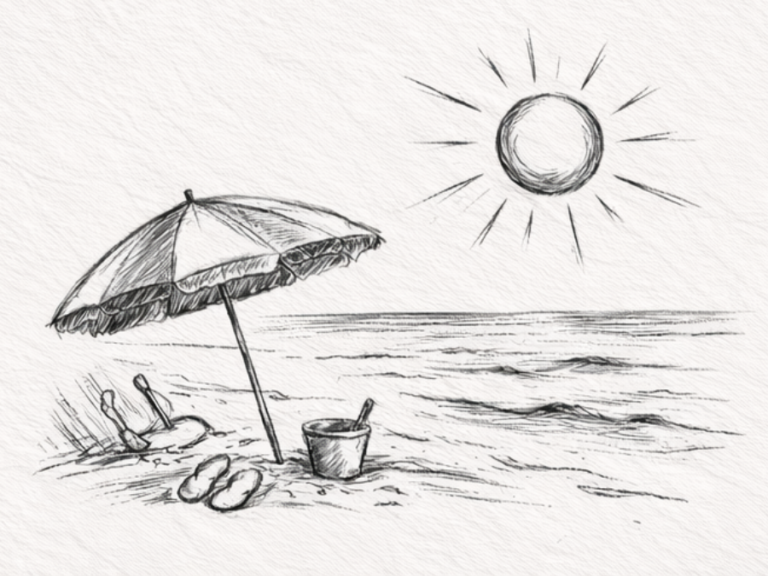 How To Draw a Summer Beach