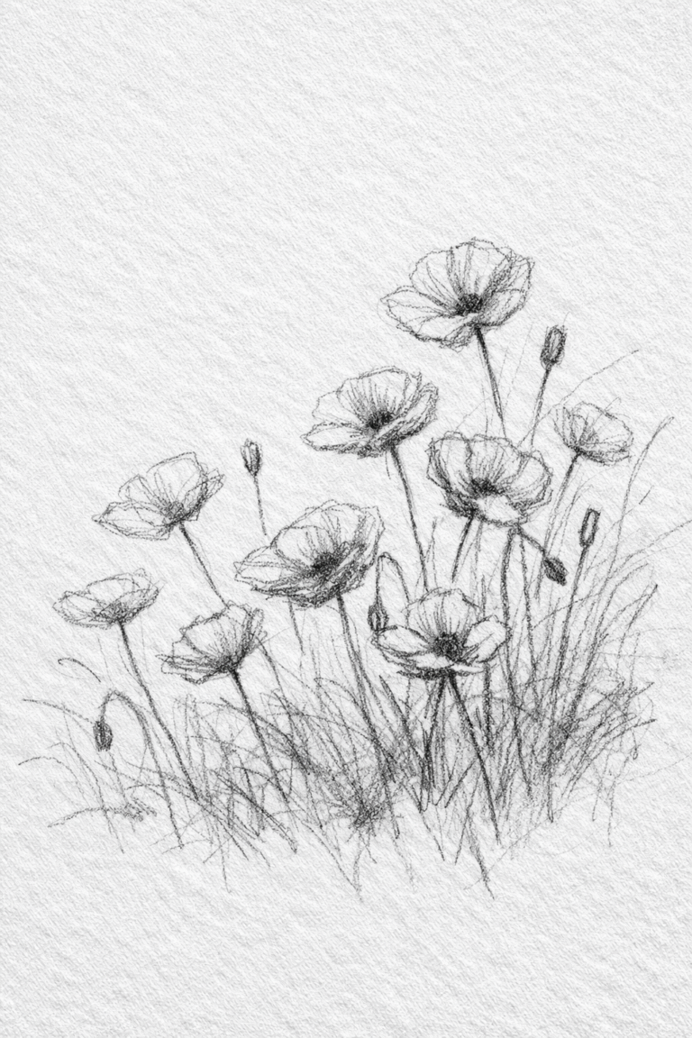 22 Poppy Flower Drawing Ideas