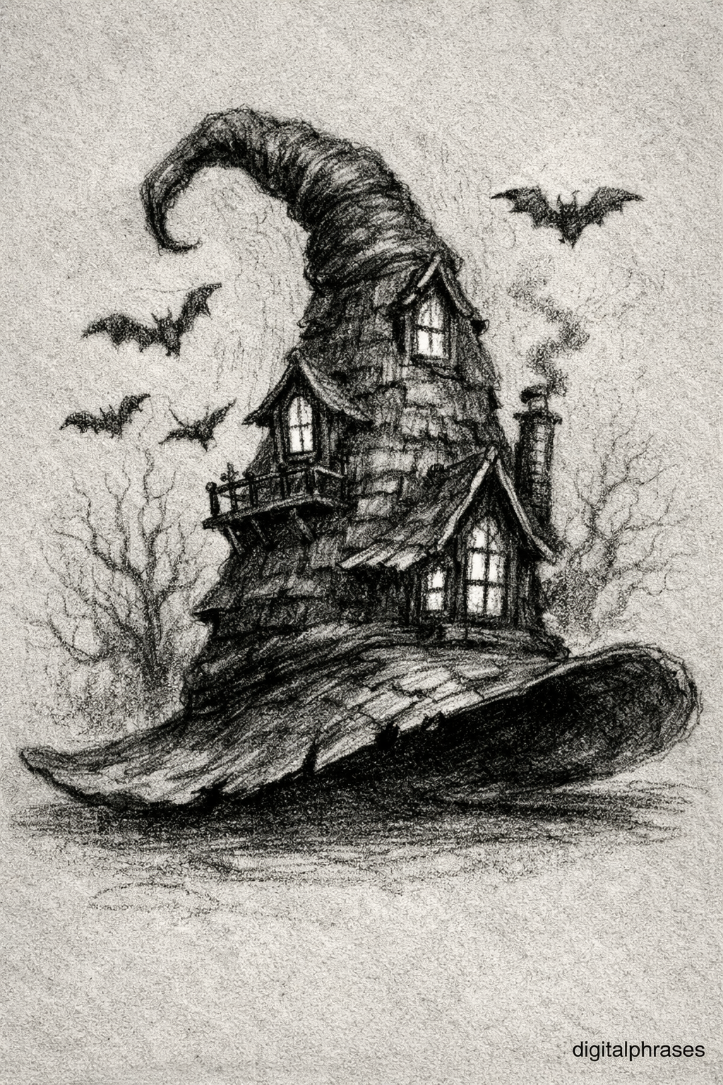 Witch and Witch Hat Drawing Ideas
