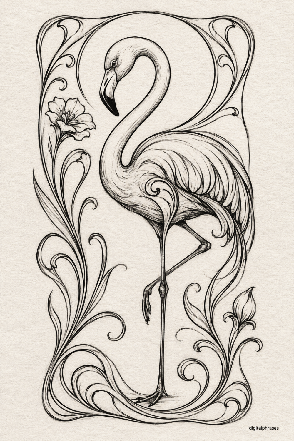 Flamingo Drawing Ideas