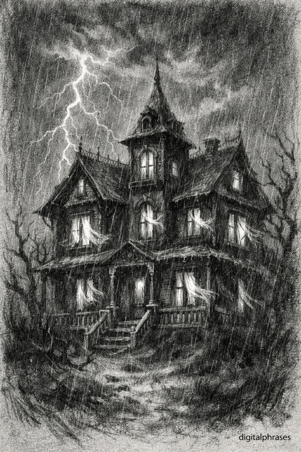 Haunted House Drawing Ideas